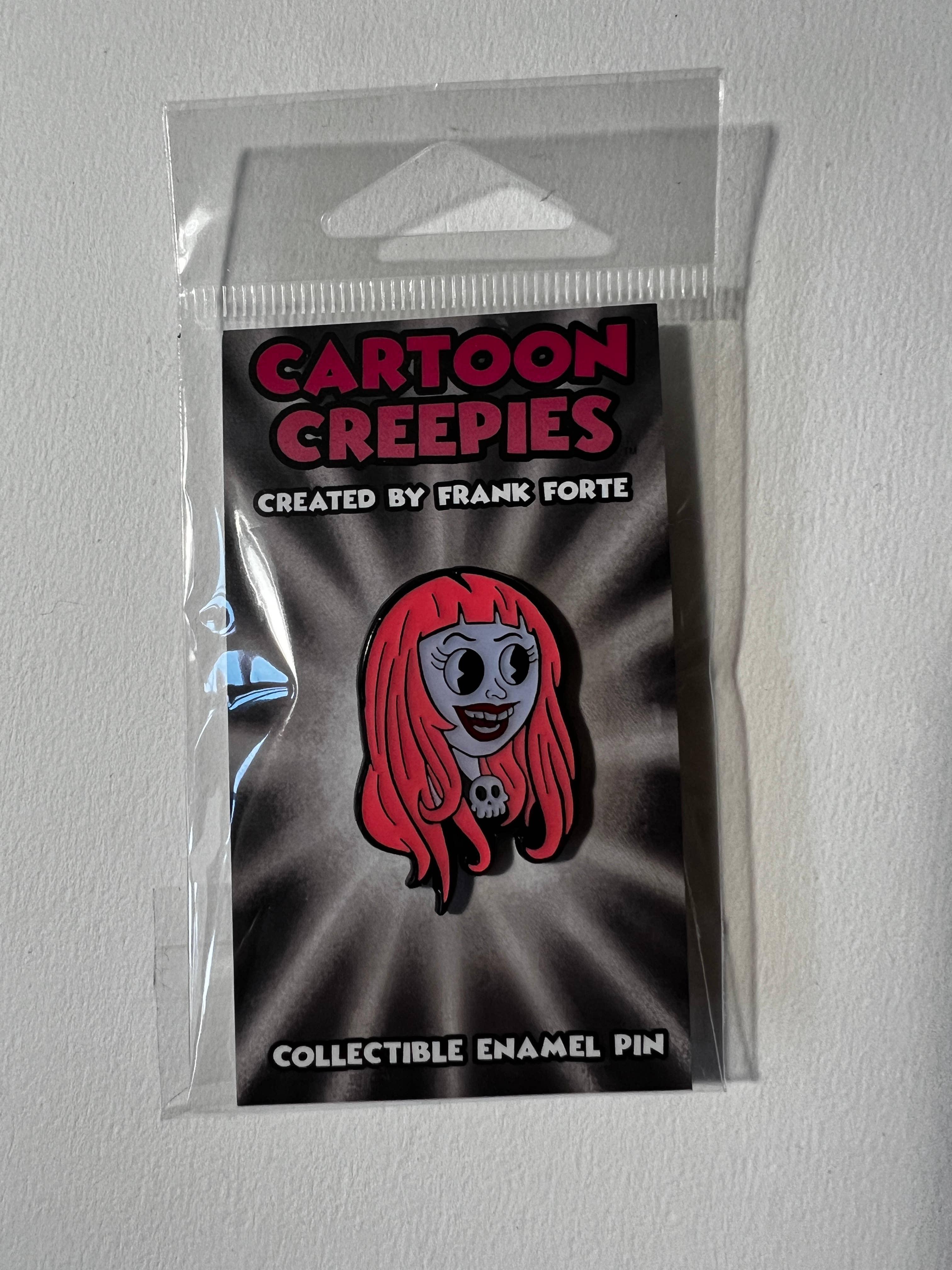 Xeno Pop - Cartoon Creepies-Pink Haired Molly Head-1.5" Hard Enamel pin - Paradise Hobbies LLC