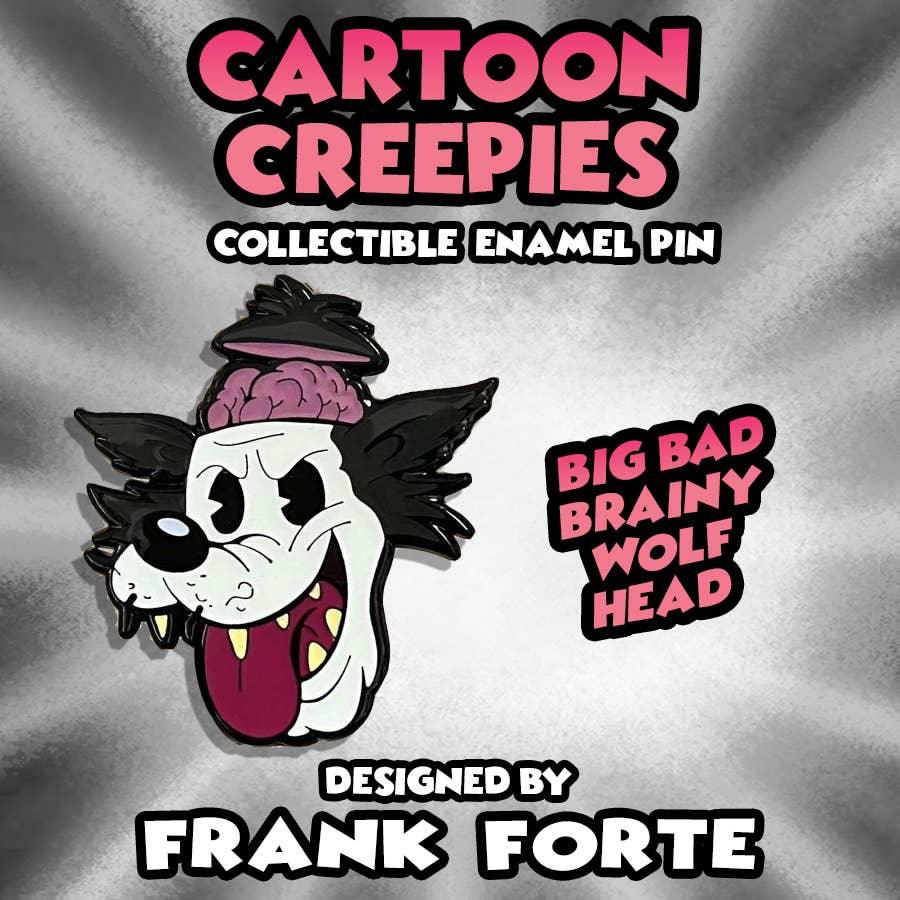 Xeno Pop - Cartoon Creepies-Big Bad Wolf Head-1.5" Hard Enamel pin - Paradise Hobbies LLC